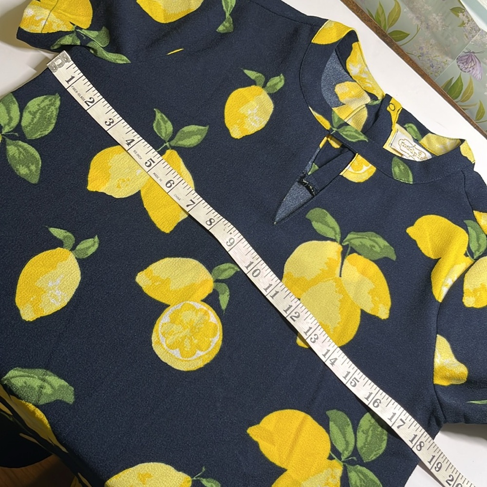 Mud Pie Lemon Print Dress Short Sleeve Garden Party BBQ Casual - Picture 5 of 5